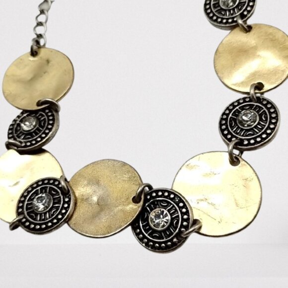 Vintage Park Lane CORONADO Bracelet Gold & Silver Disc Medallion Rhinestone - Picture 9 of 14